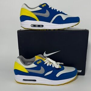 Nike Air Max 1 iD Custom Blue Yellow White Sneakers Mens 10.5 EU 42.5 NEW